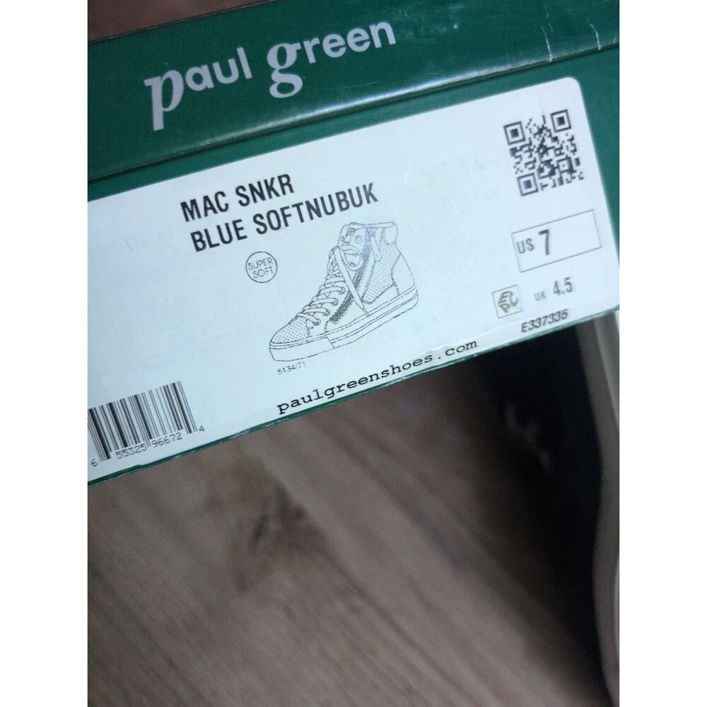 Paul Green Mac High Top Navy Suede Sneakers Womens 7 Lightweight Comfort